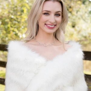 Ivory faux fur wrap